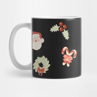 Christmas Mistletoe Holly, Candy Canes, Wreath, Santa Pattern Mug